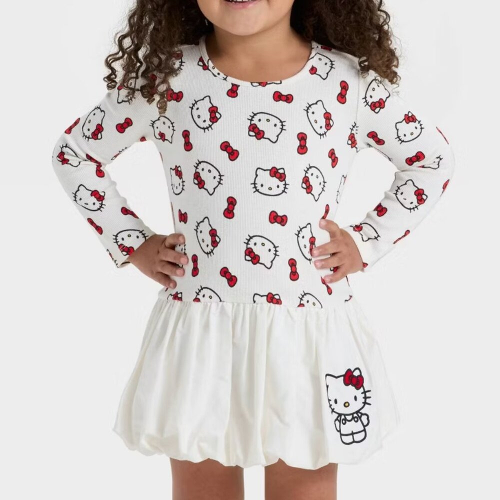 Hello Kitty Toddler Girls' Bubble Trim Dress